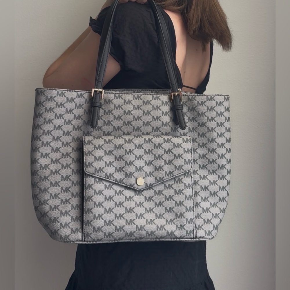 Michael Kors Black and Gray MK Tote